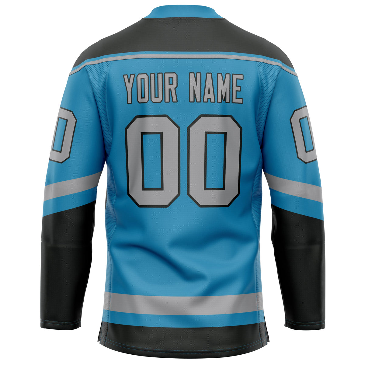 Custom Panther Blue Gray Solid Colour Hockey Jersey