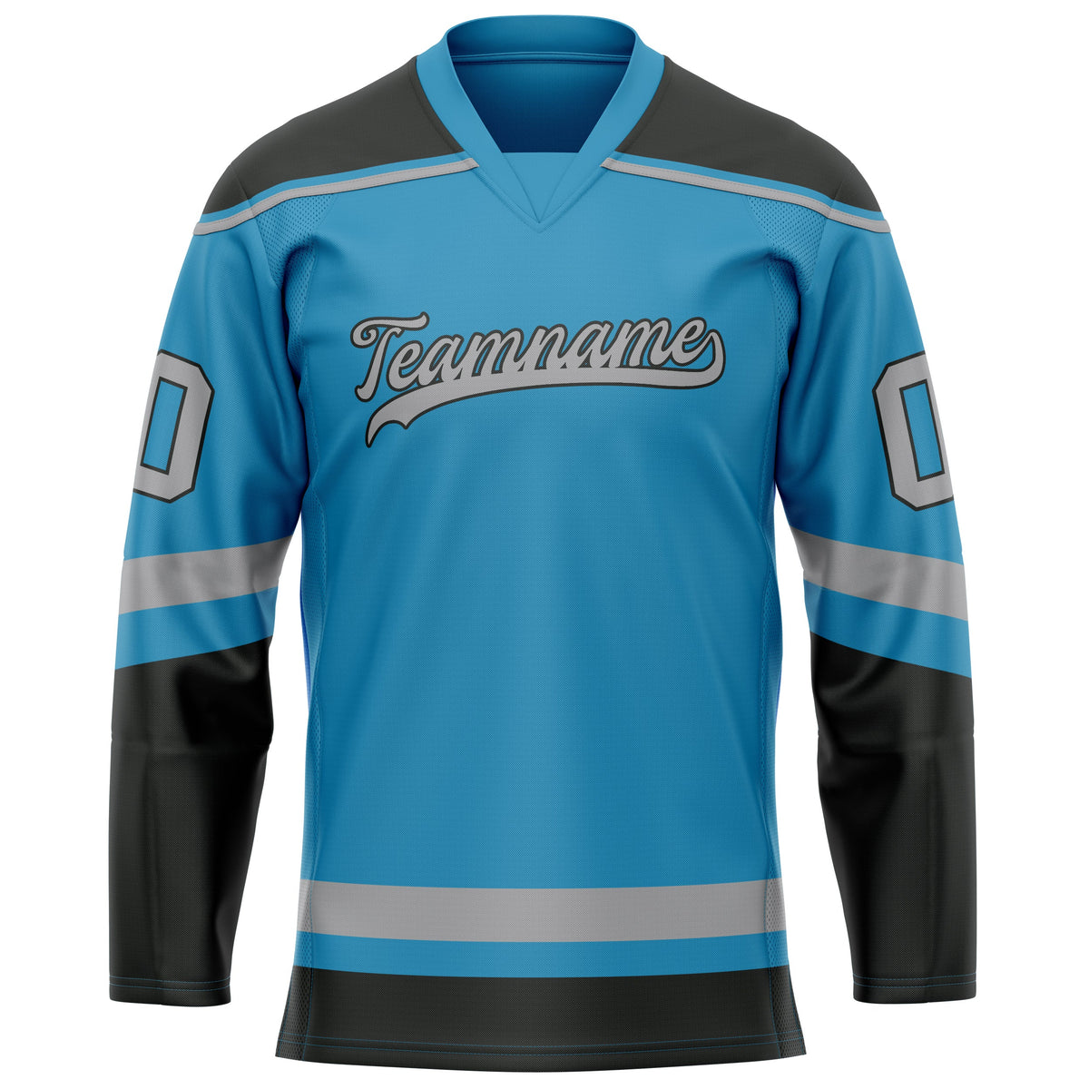 Custom Panther Blue Gray Solid Colour Hockey Jersey