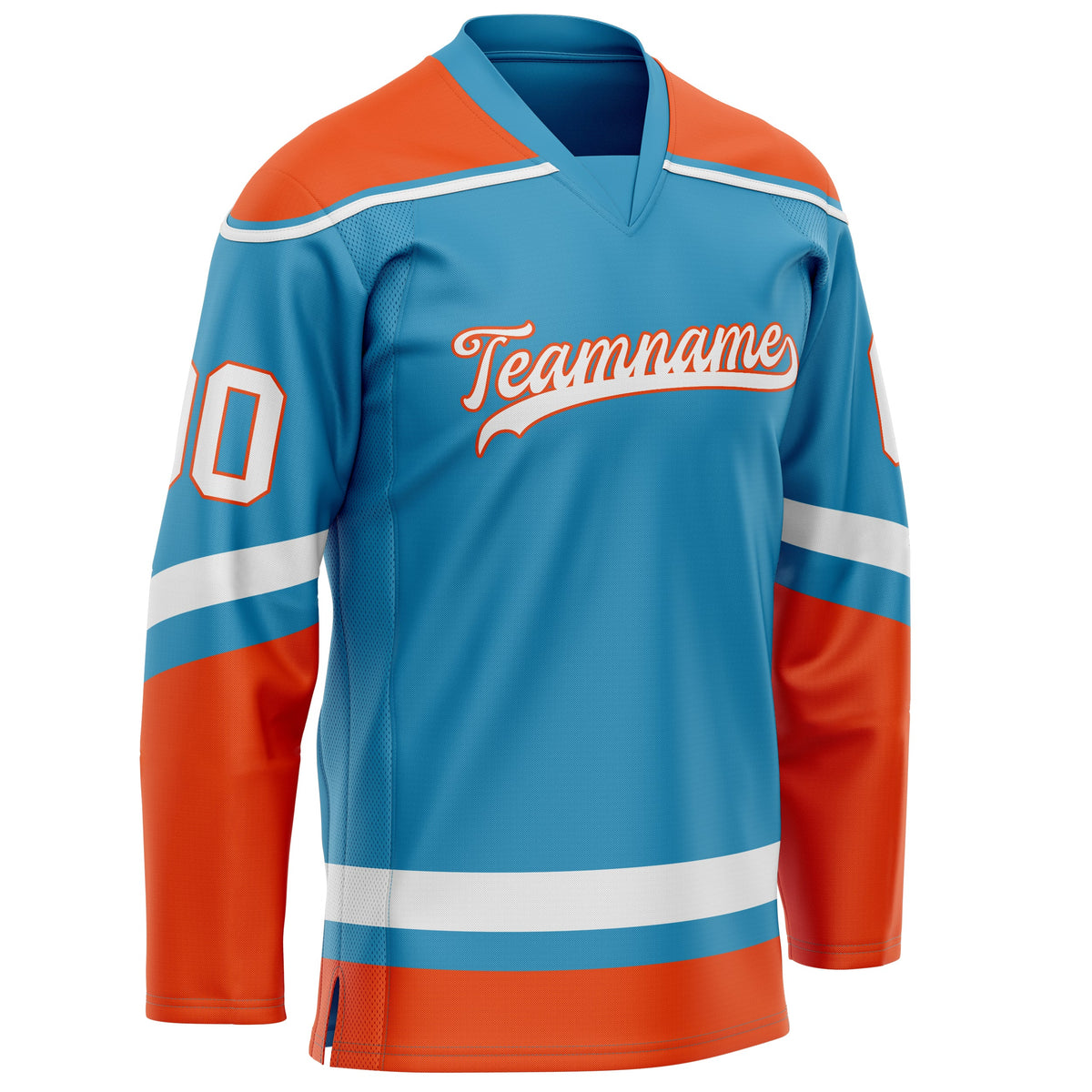 Custom Panther Blue Orange Solid Colour Hockey Jersey