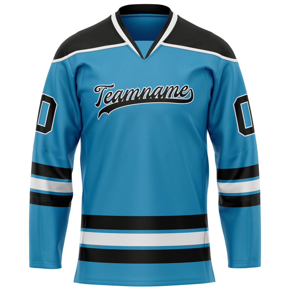 Custom Panther Blue Black Solid Colour Hockey Jersey