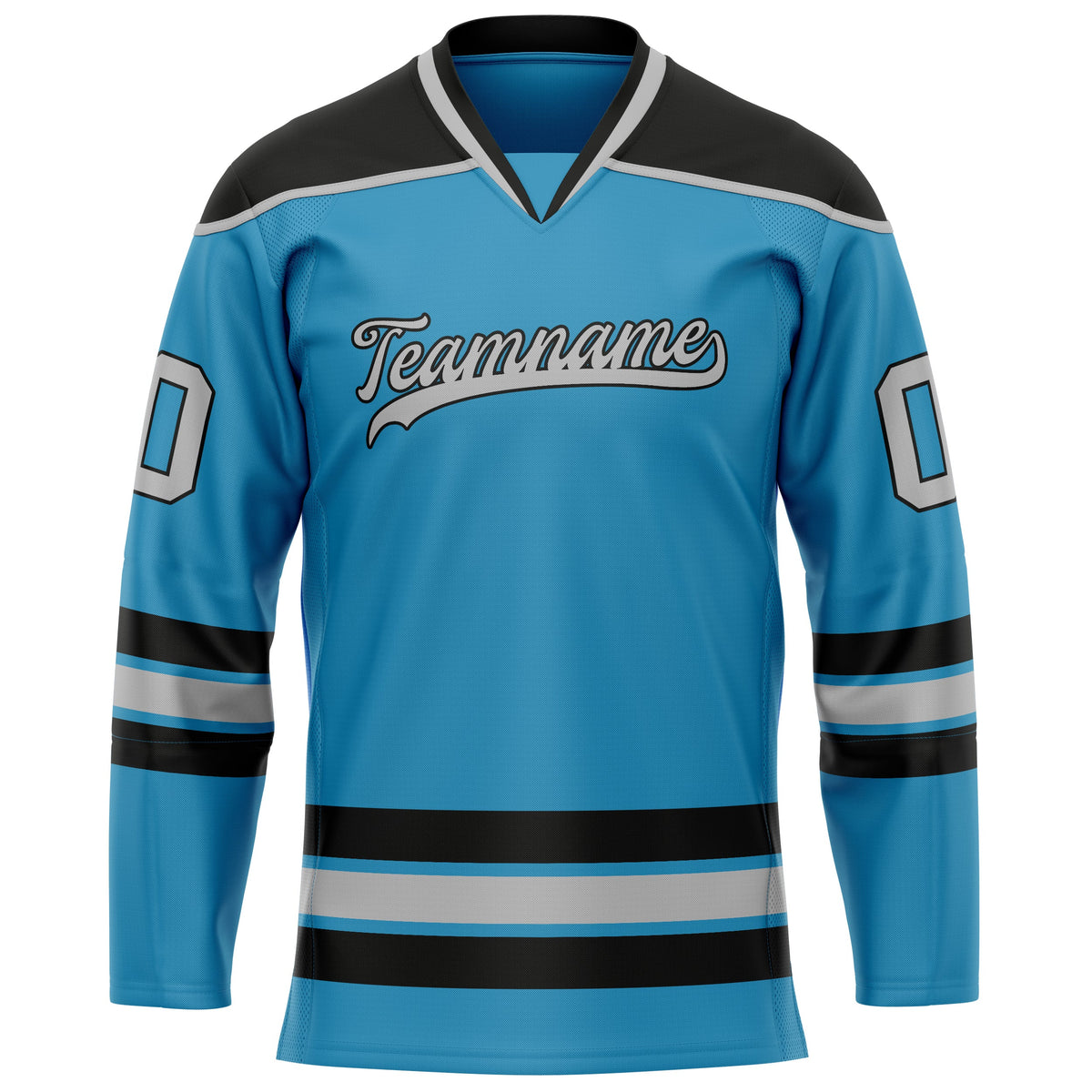 Custom Panther Blue Gray Solid Colour Hockey Jersey