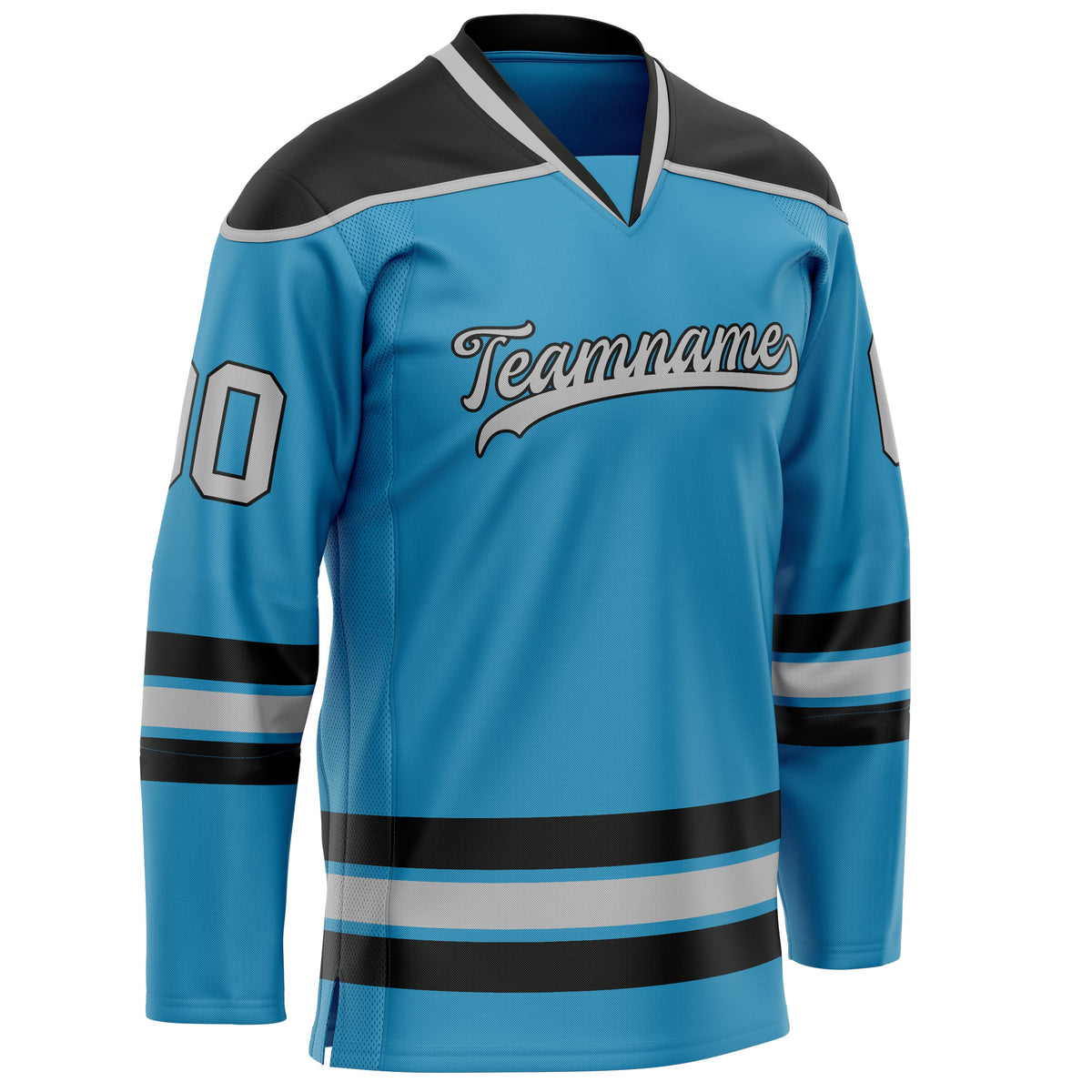 Custom Panther Blue Gray Solid Colour Hockey Jersey