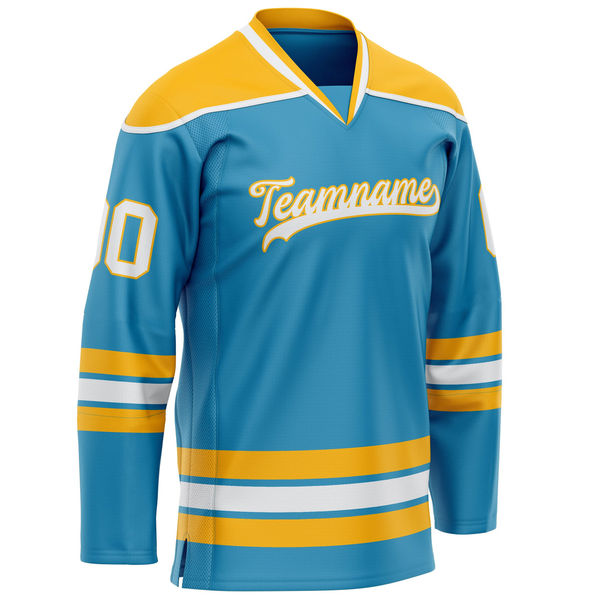 Custom Panther Blue Gold Solid Colour Hockey Jersey