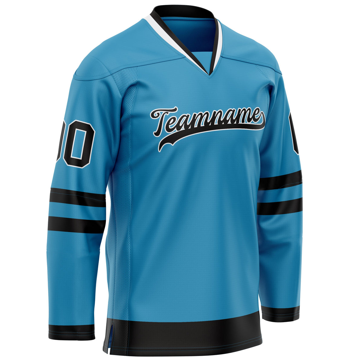 Custom Panther Blue Black Solid Colour Hockey Jersey