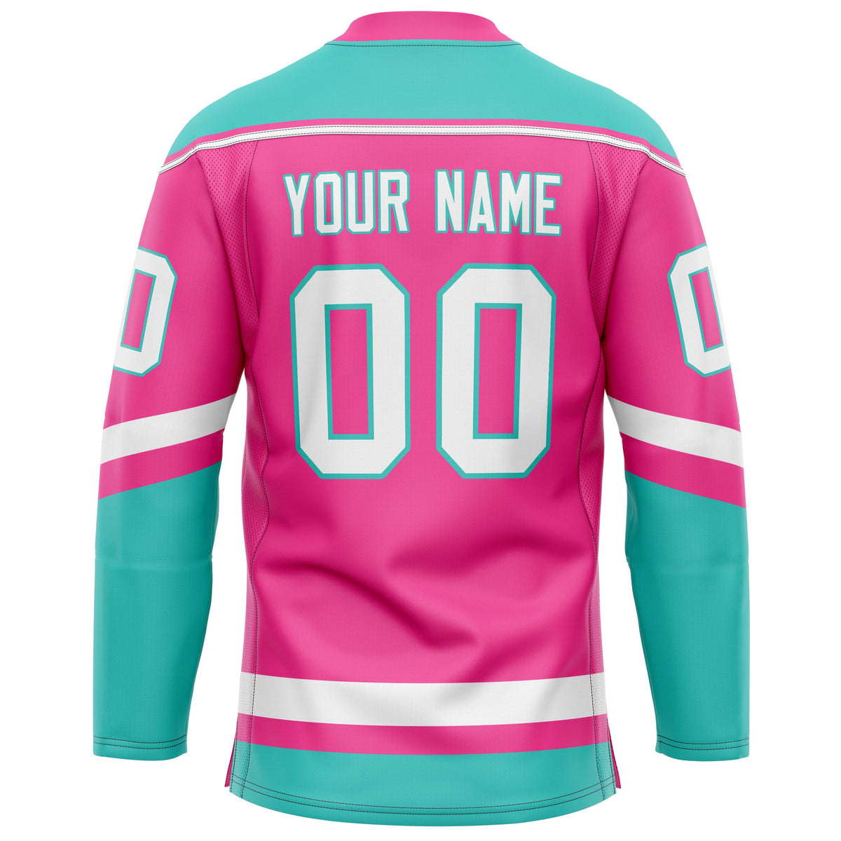 Custom Pink Teal Solid Colour Hockey Jersey