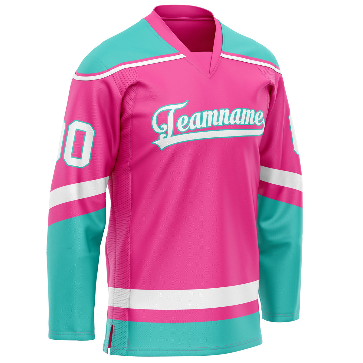 Custom Pink Teal Solid Colour Hockey Jersey