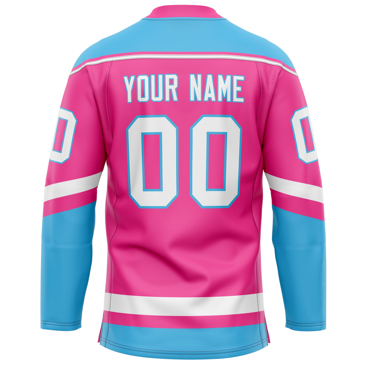 Custom Pink Light Blue Solid Colour Hockey Jersey