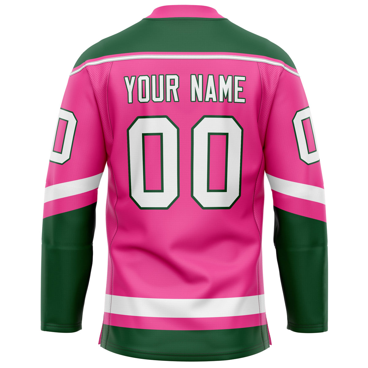 Custom Pink Kelly Green Solid Colour Hockey Jersey