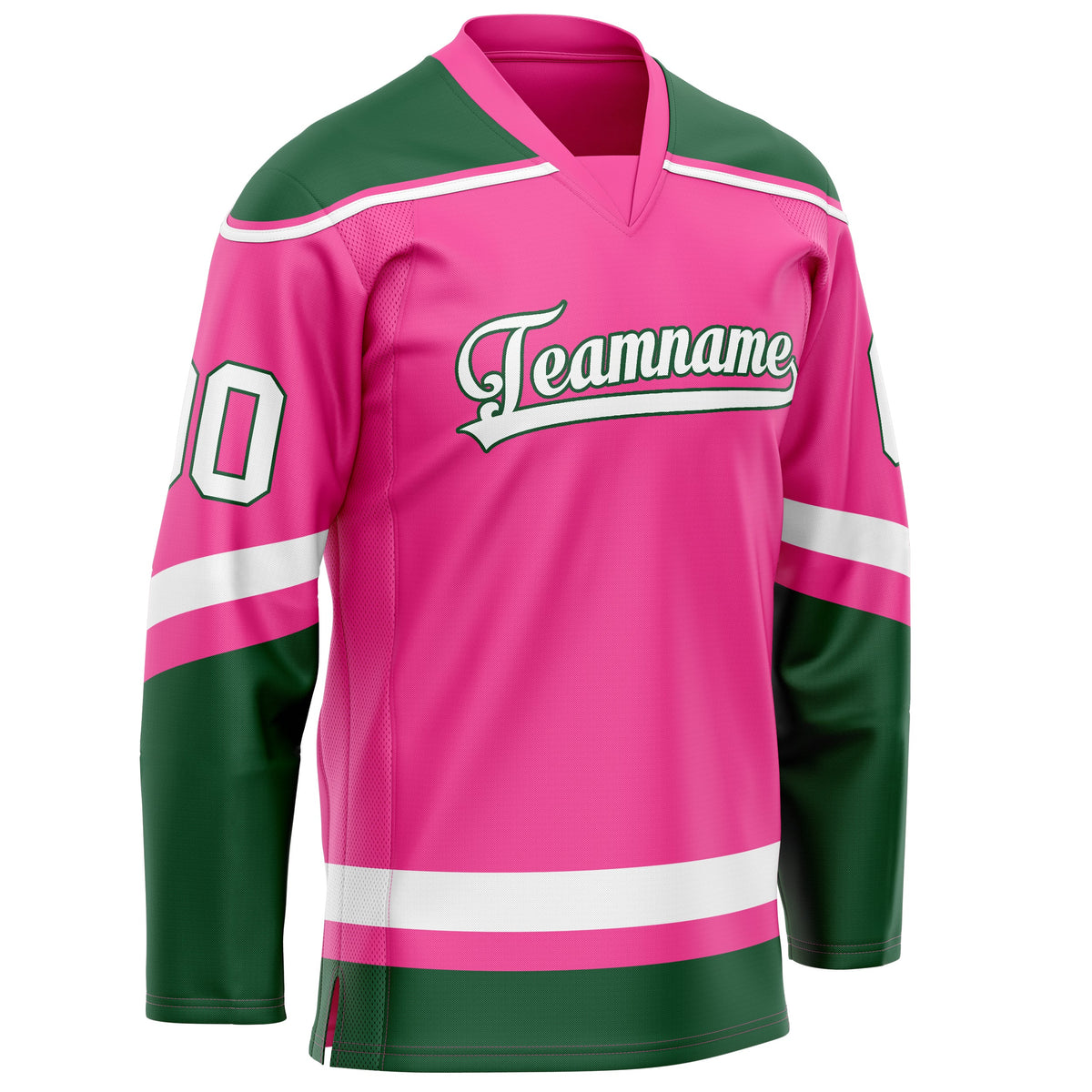 Custom Pink Kelly Green Solid Colour Hockey Jersey