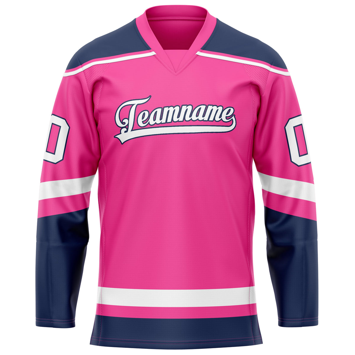 Custom Pink Navy Solid Colour Hockey Jersey