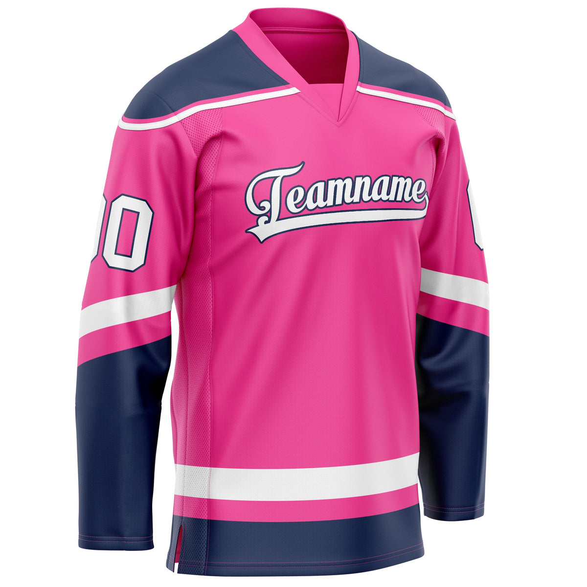 Custom Pink Navy Solid Colour Hockey Jersey