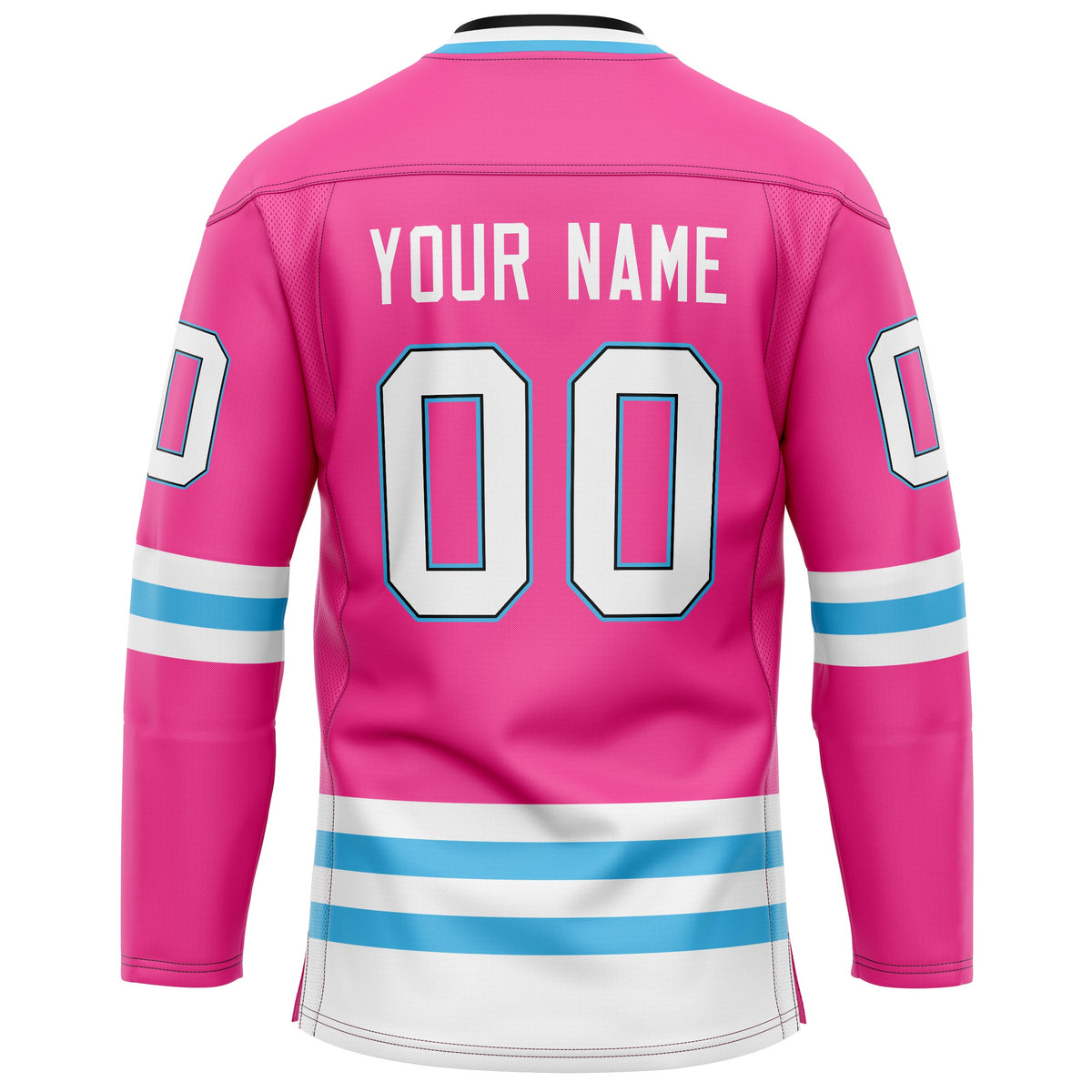 Custom Pink Light Blue Solid Colour Hockey Jersey