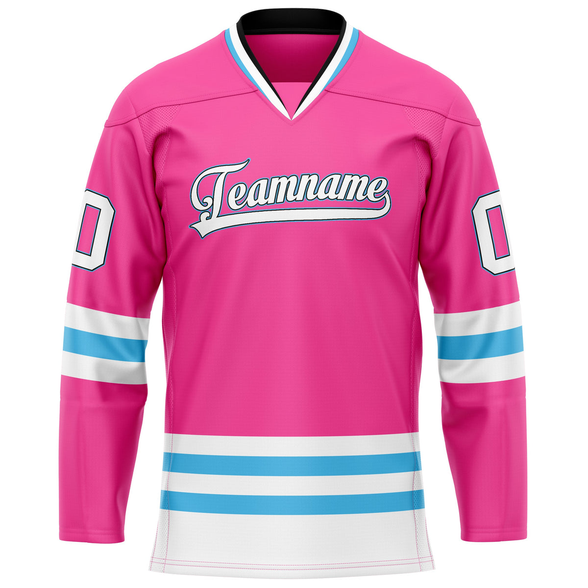 Custom Pink Light Blue Solid Colour Hockey Jersey