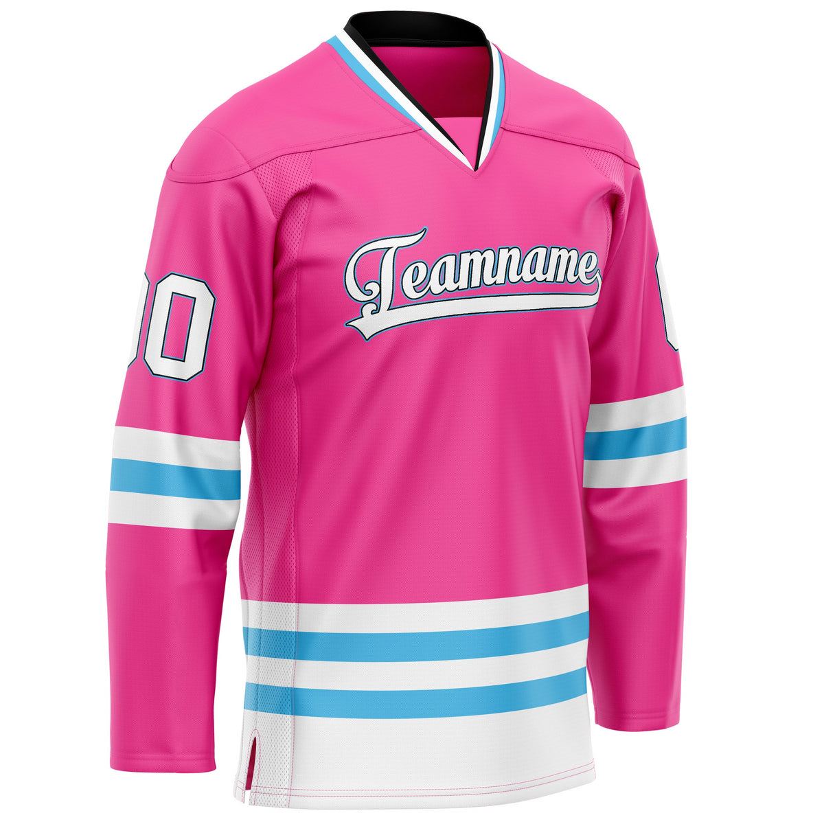 Custom Pink Light Blue Solid Colour Hockey Jersey