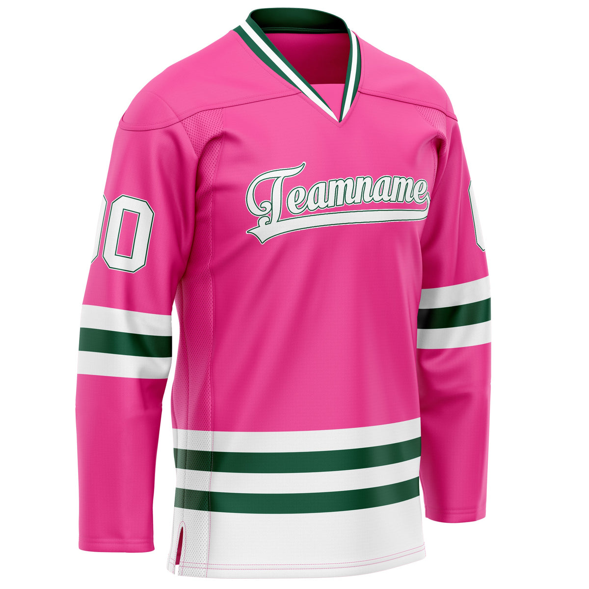 Custom Pink Kelly Green Solid Colour Hockey Jersey