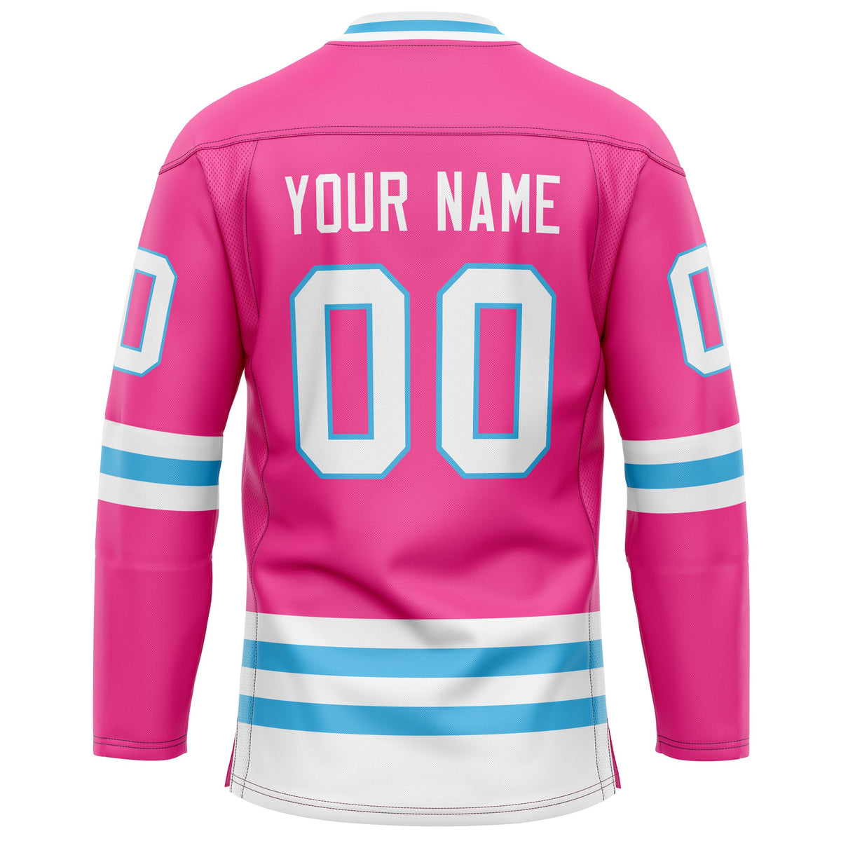 Custom Pink Light Blue Solid Colour Hockey Jersey