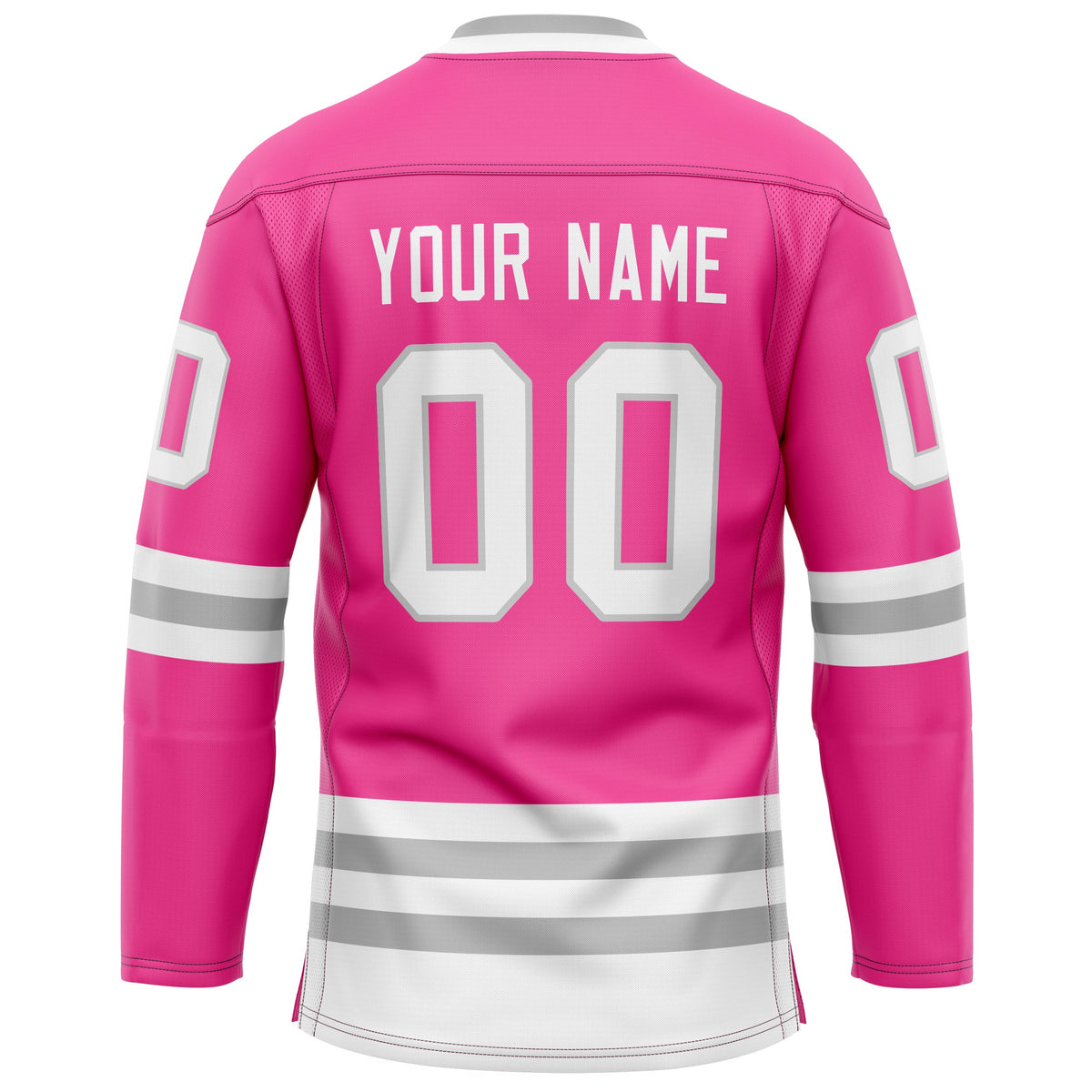 Custom Pink Gray Solid Colour Hockey Jersey