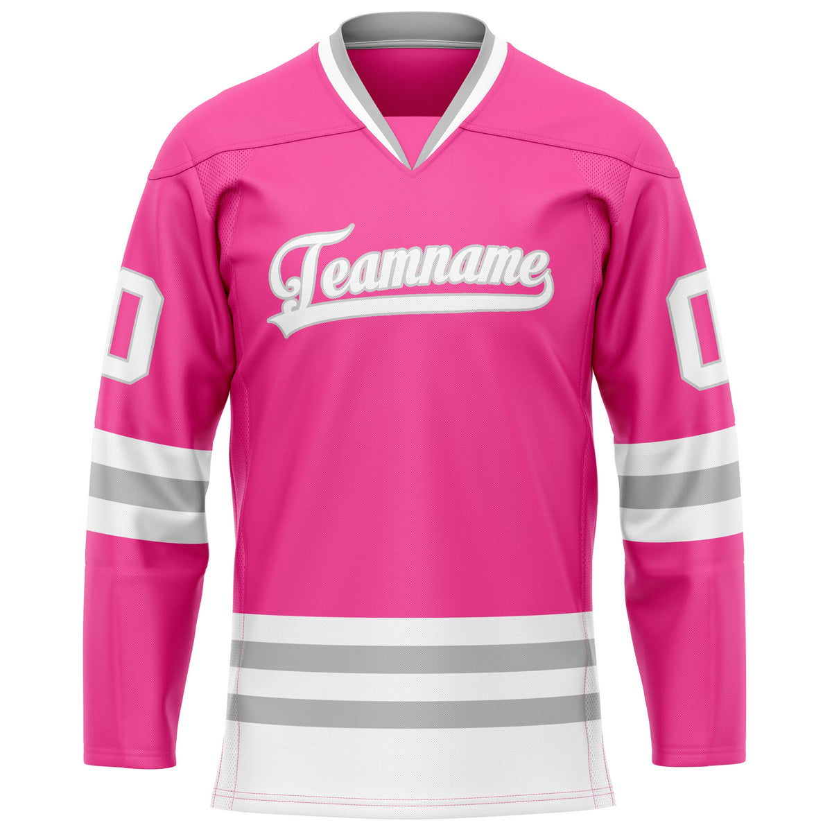 Custom Pink Gray Solid Colour Hockey Jersey