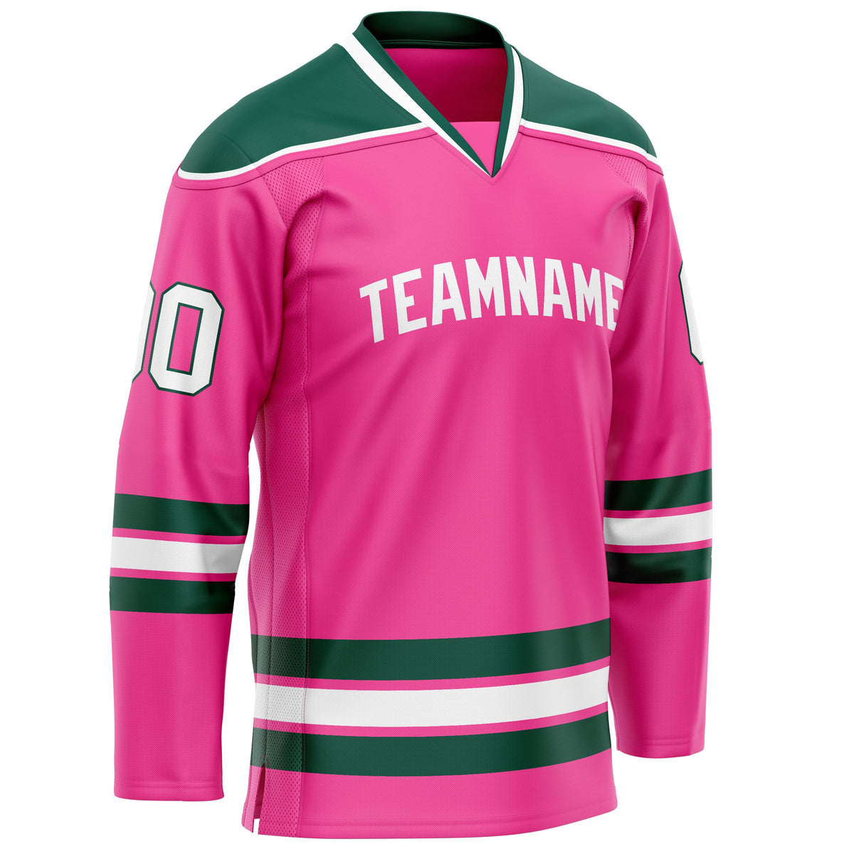 Custom Pink Kelly Green Solid Colour Hockey Jersey