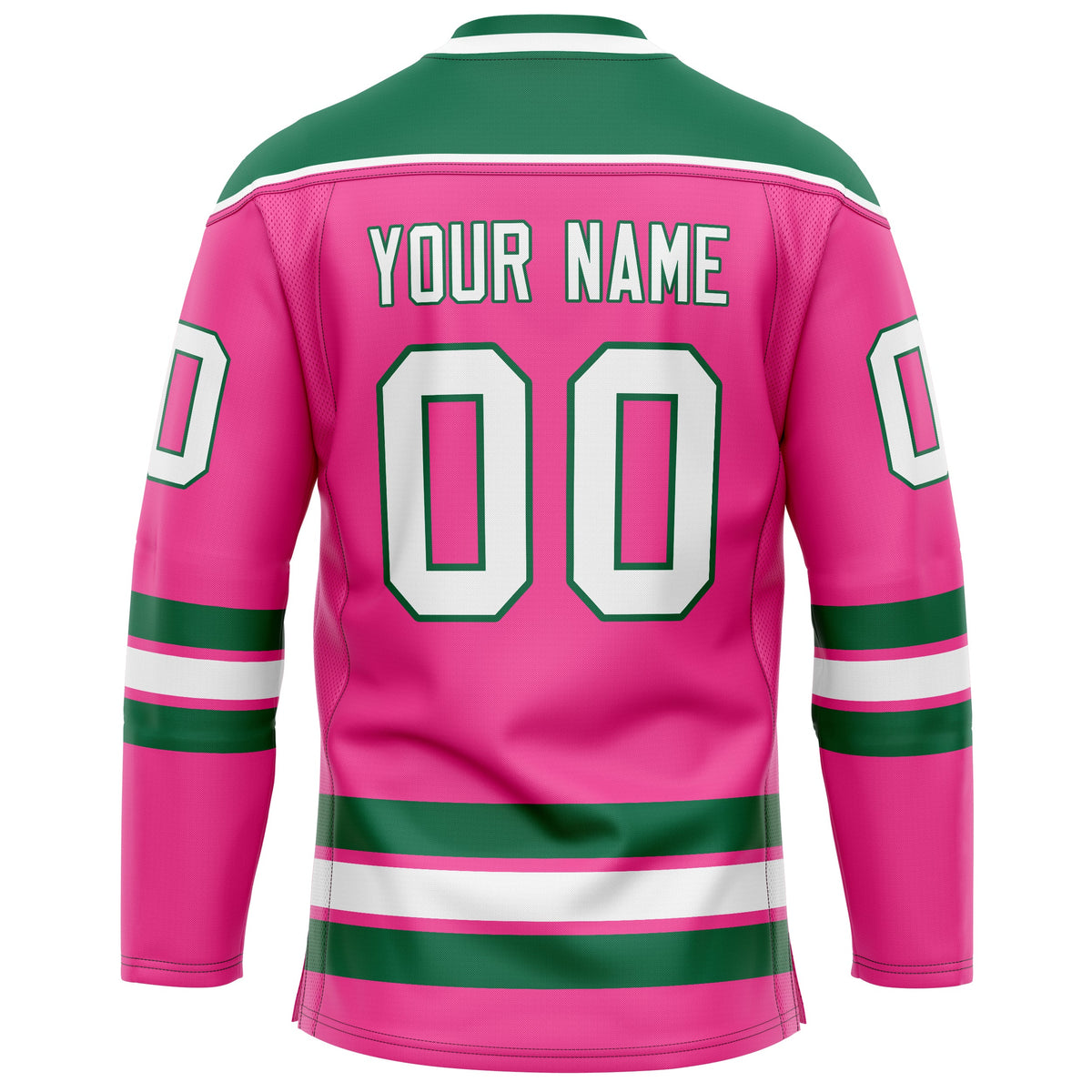 Custom Pink Kelly Green Solid Colour Hockey Jersey