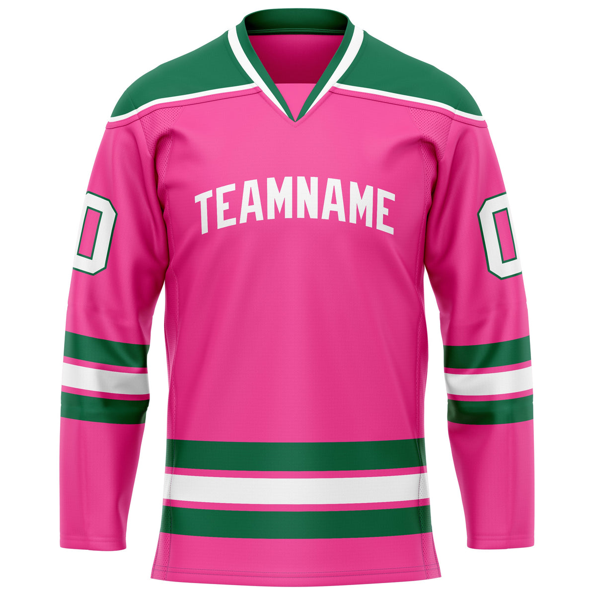 Custom Pink Kelly Green Solid Colour Hockey Jersey