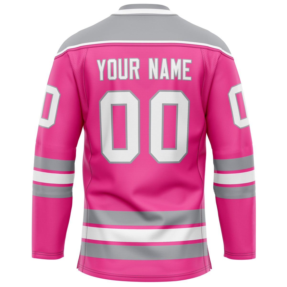 Custom Pink Gray Solid Colour Hockey Jersey