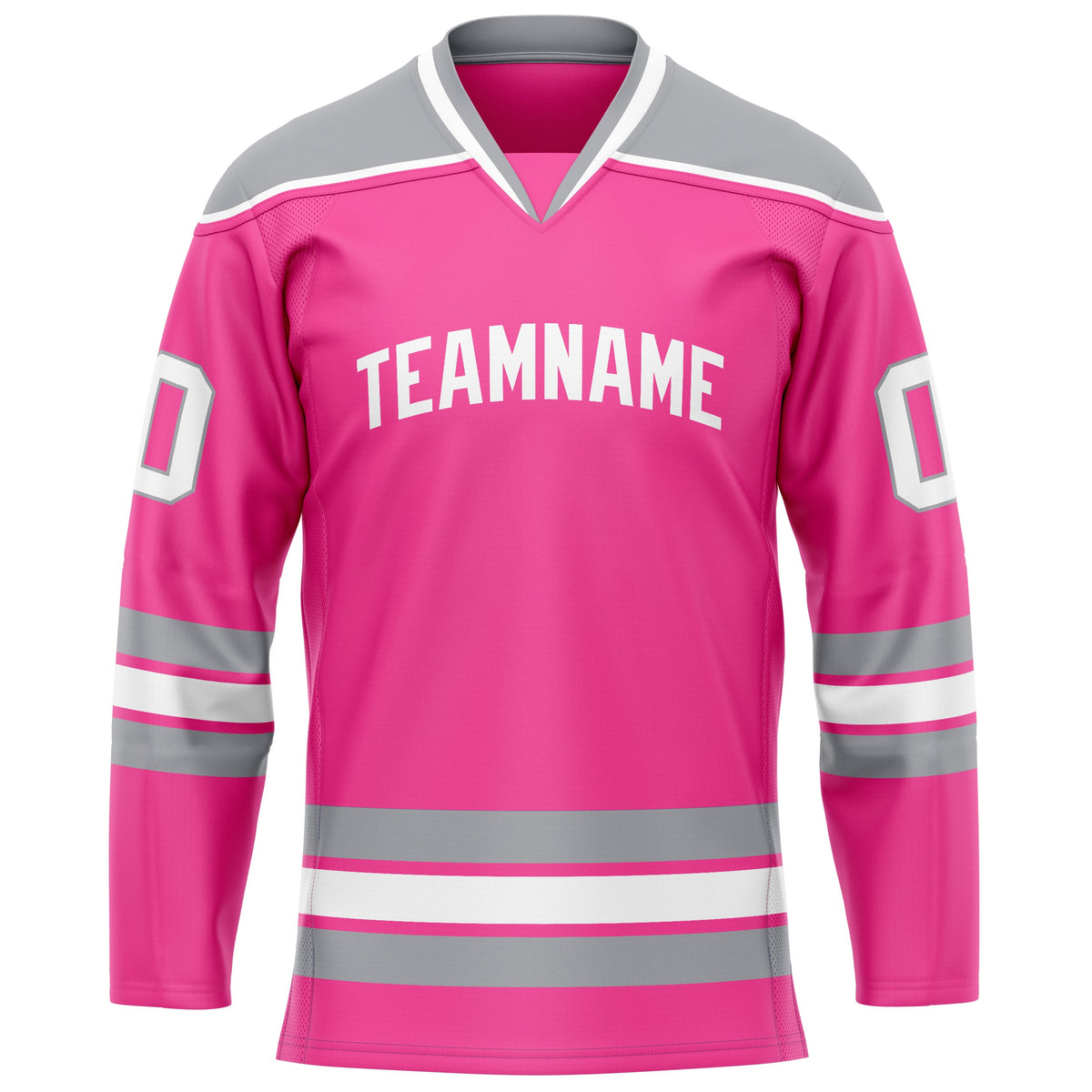 Custom Pink Gray Solid Colour Hockey Jersey