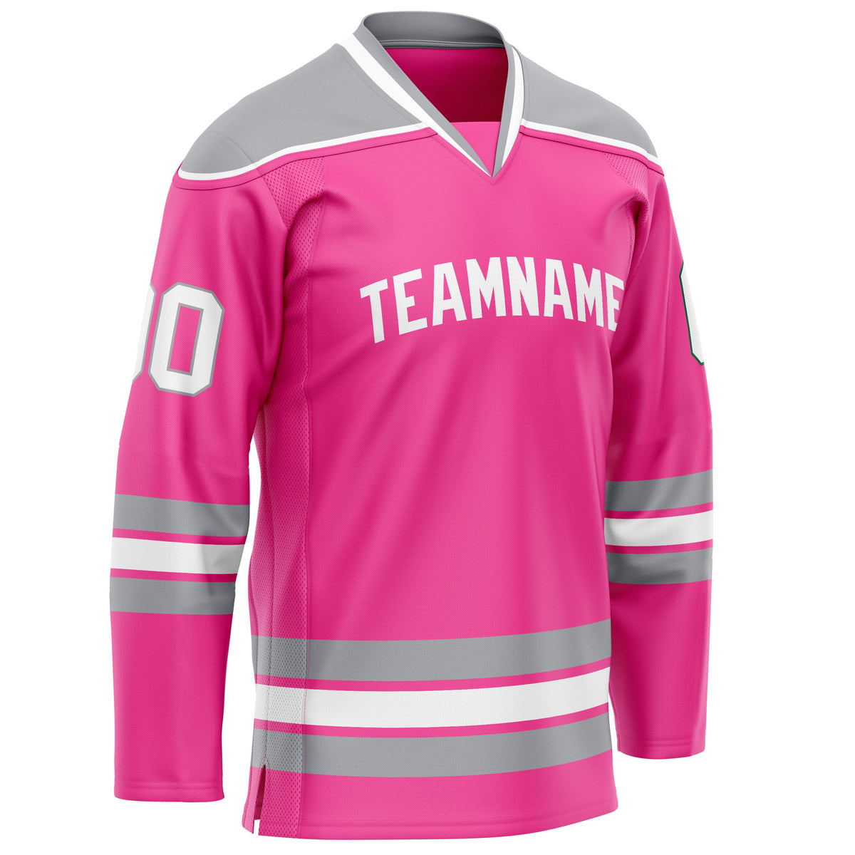 Custom Pink Gray Solid Colour Hockey Jersey