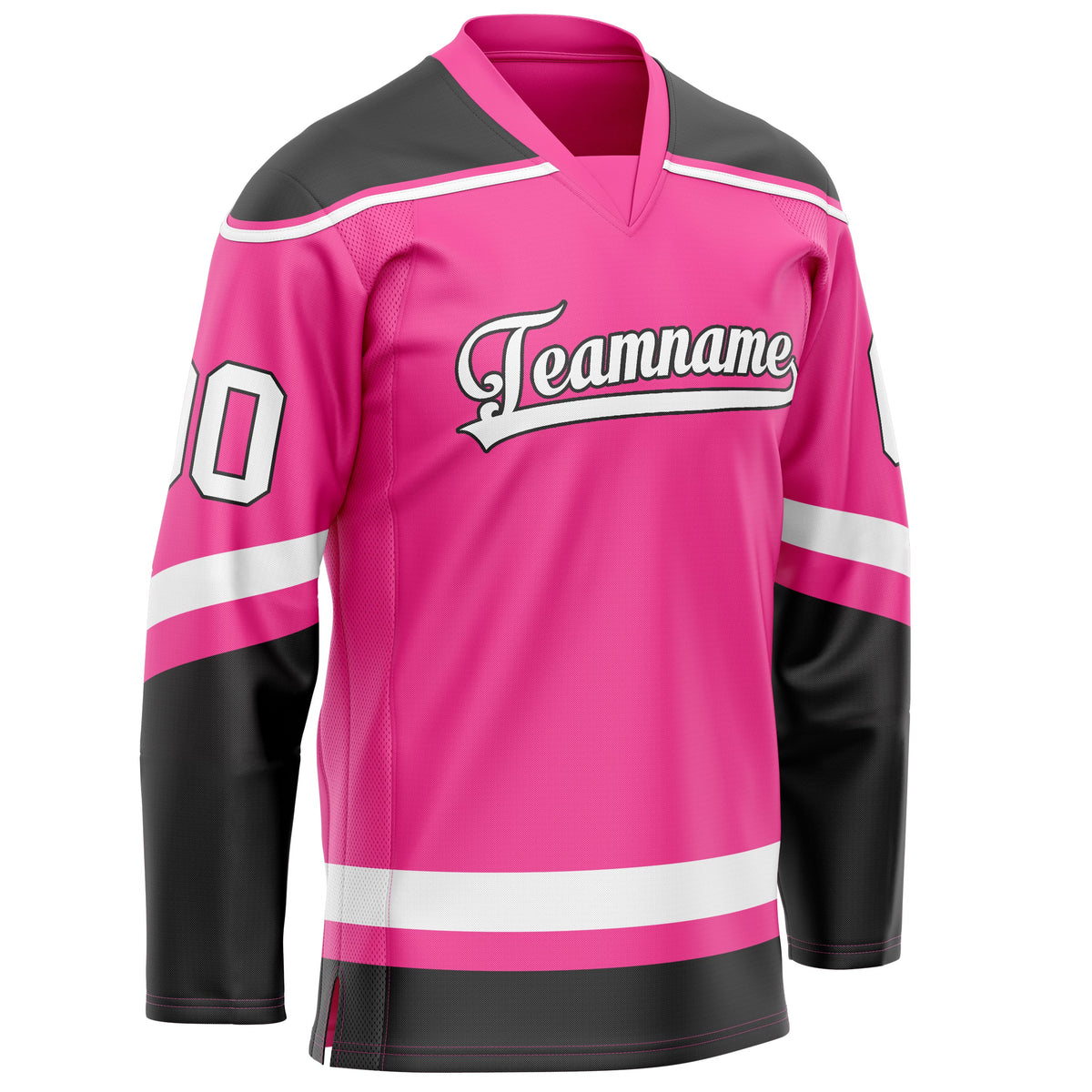 Custom Pink Black Solid Colour Hockey Jersey