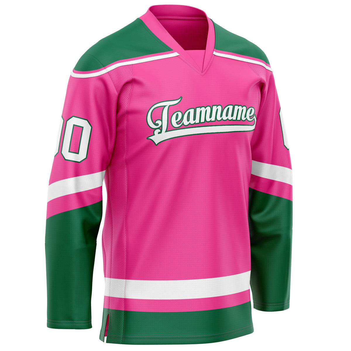 Custom Pink Kelly Green Solid Colour Hockey Jersey