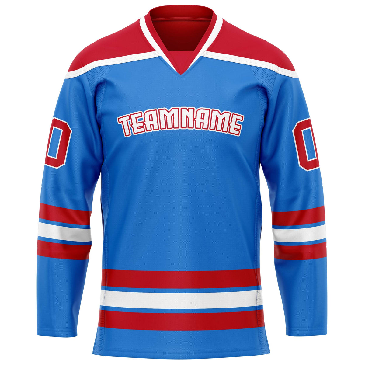 Custom Powder Blue Crimson Solid Colour Hockey Jersey