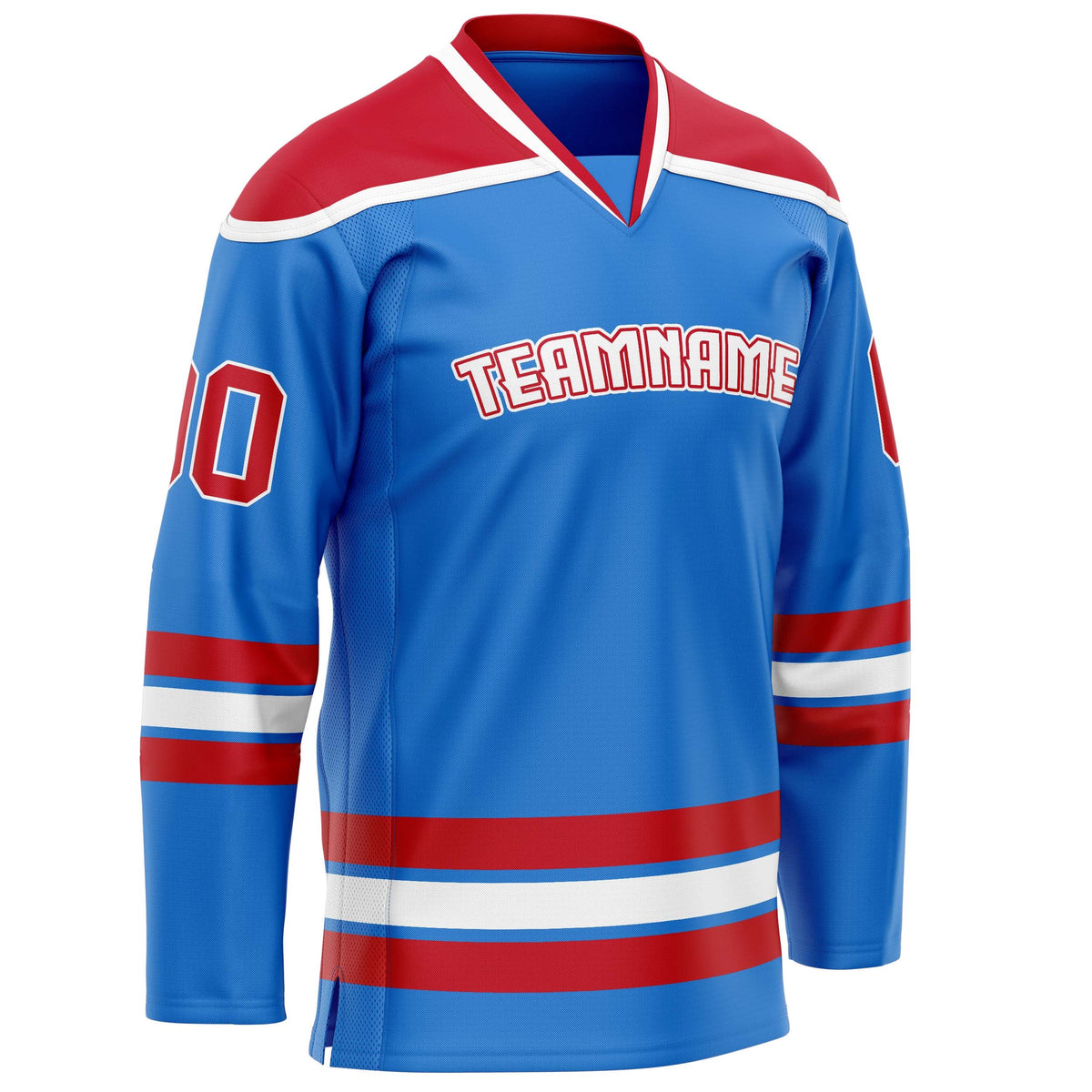 Custom Powder Blue Crimson Solid Colour Hockey Jersey