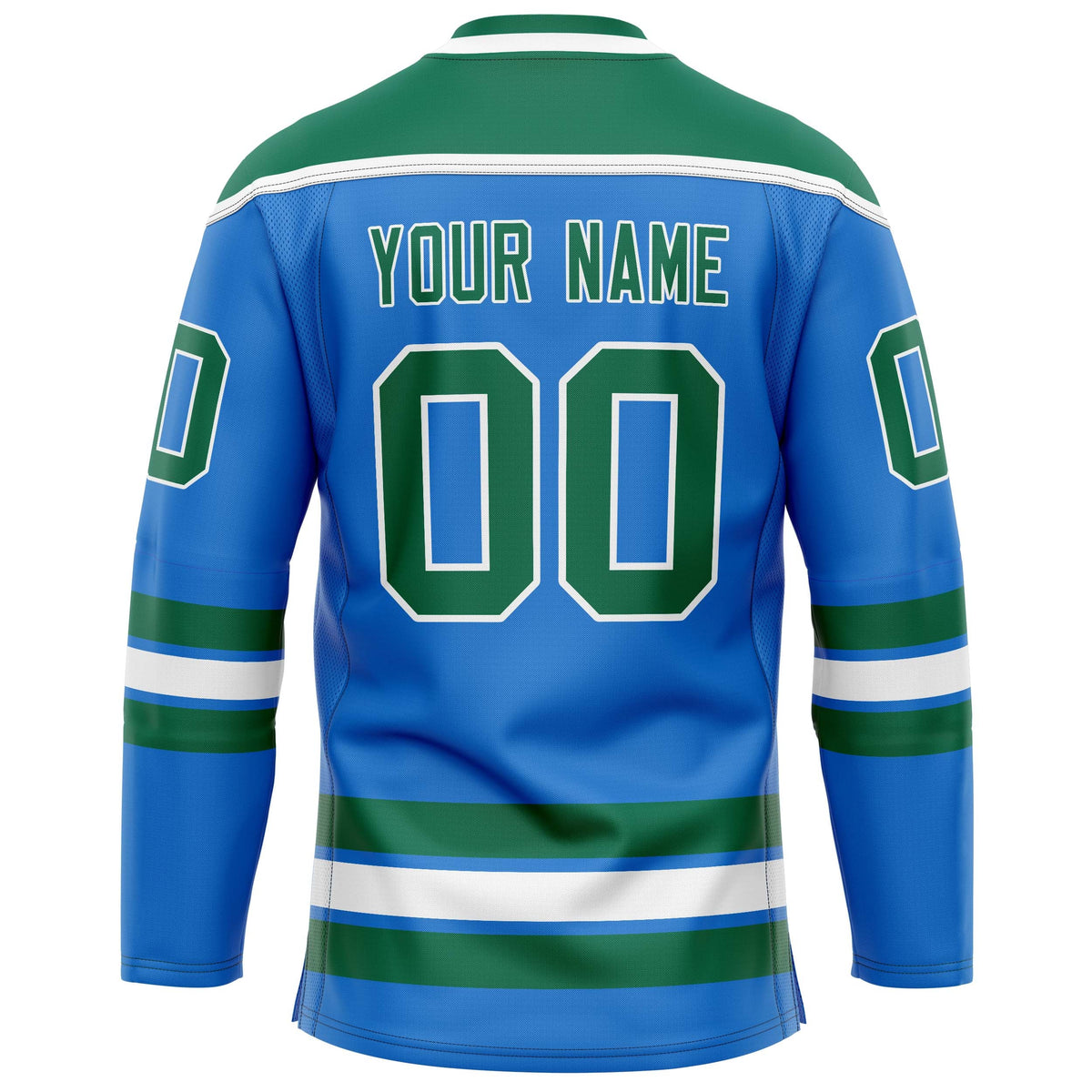 Custom Powder Blue Kelly Green Solid Colour Hockey Jersey