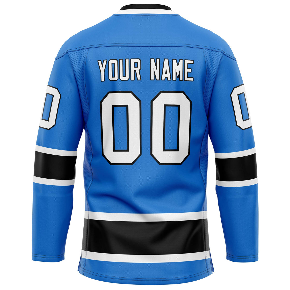 Custom Powder Blue Black Solid Colour Hockey Jersey