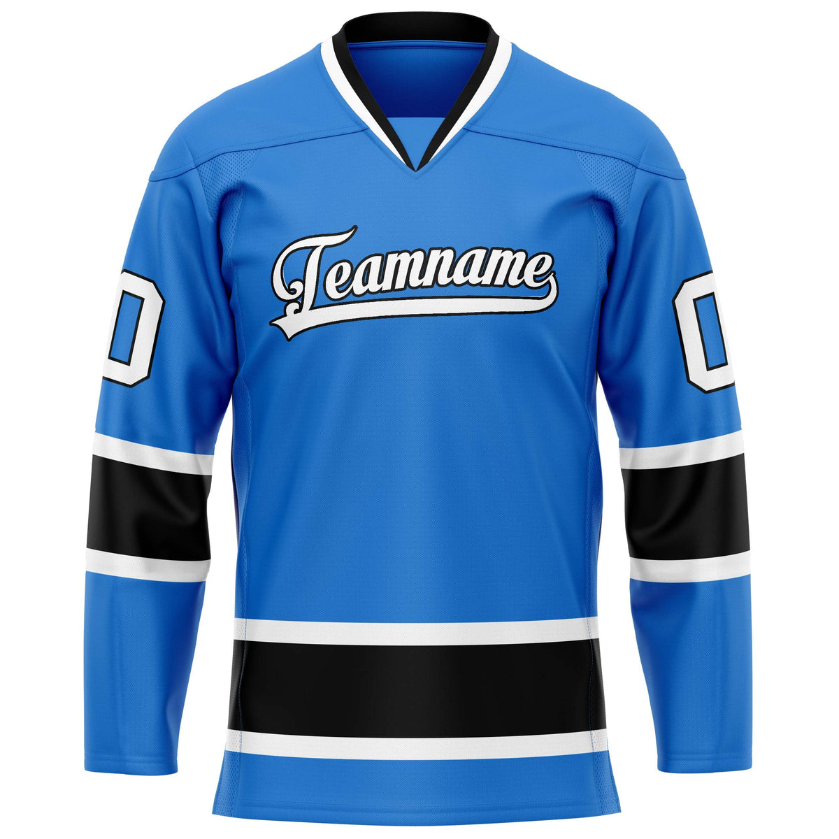 Custom Powder Blue Black Solid Colour Hockey Jersey