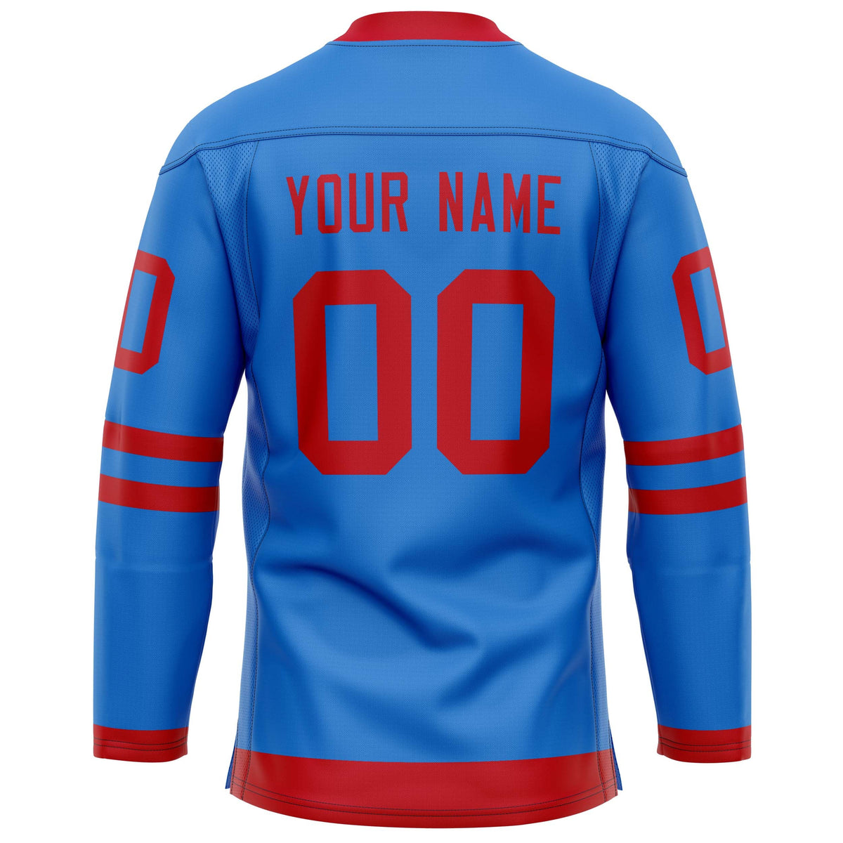 Custom Powder Blue Red Solid Colour Hockey Jersey