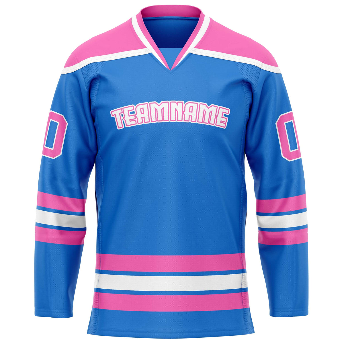 Custom Powder Blue Pink Solid Colour Hockey Jersey