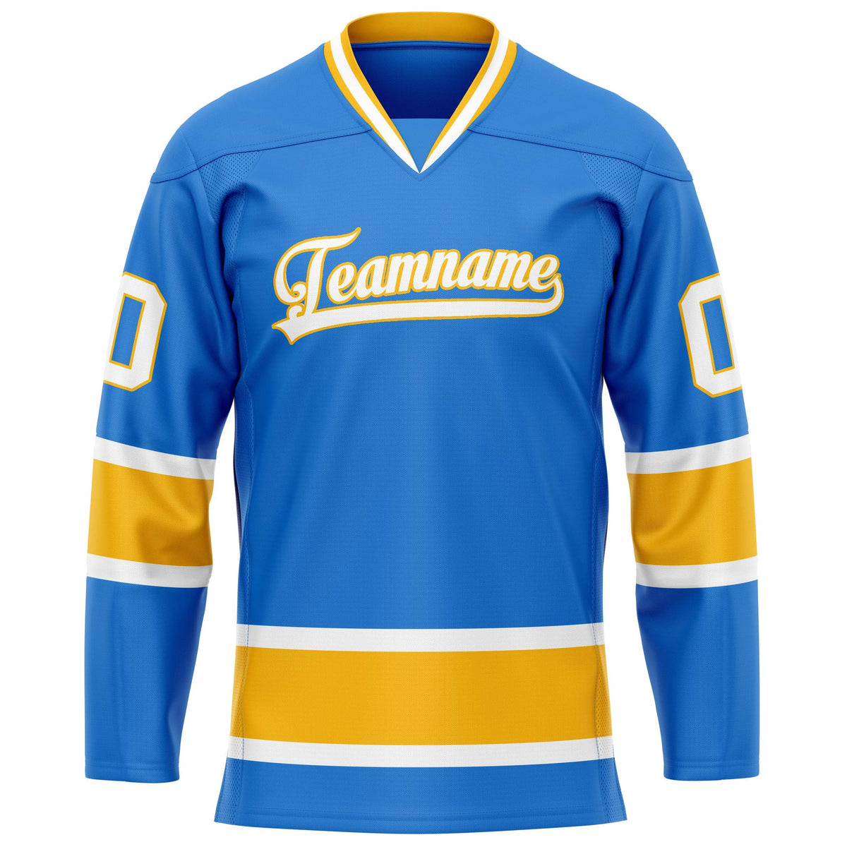 Custom Powder Blue Gold Solid Colour Hockey Jersey