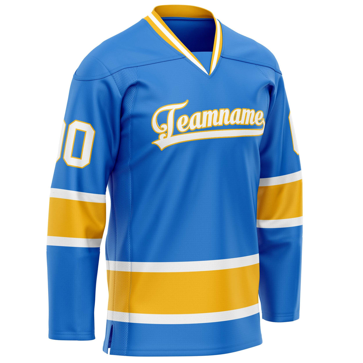 Custom Powder Blue Gold Solid Colour Hockey Jersey