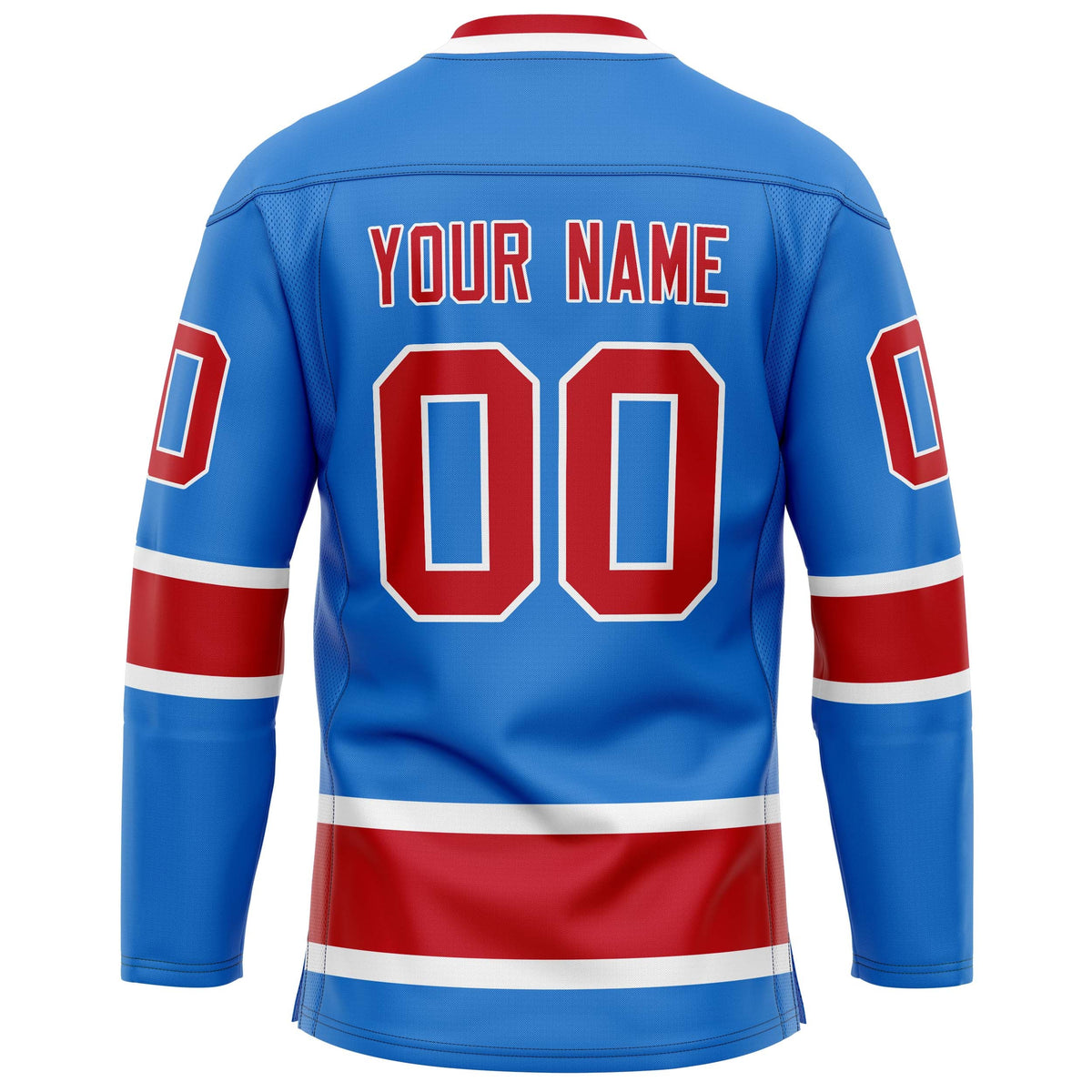 Custom Powder Blue Red Solid Colour Hockey Jersey