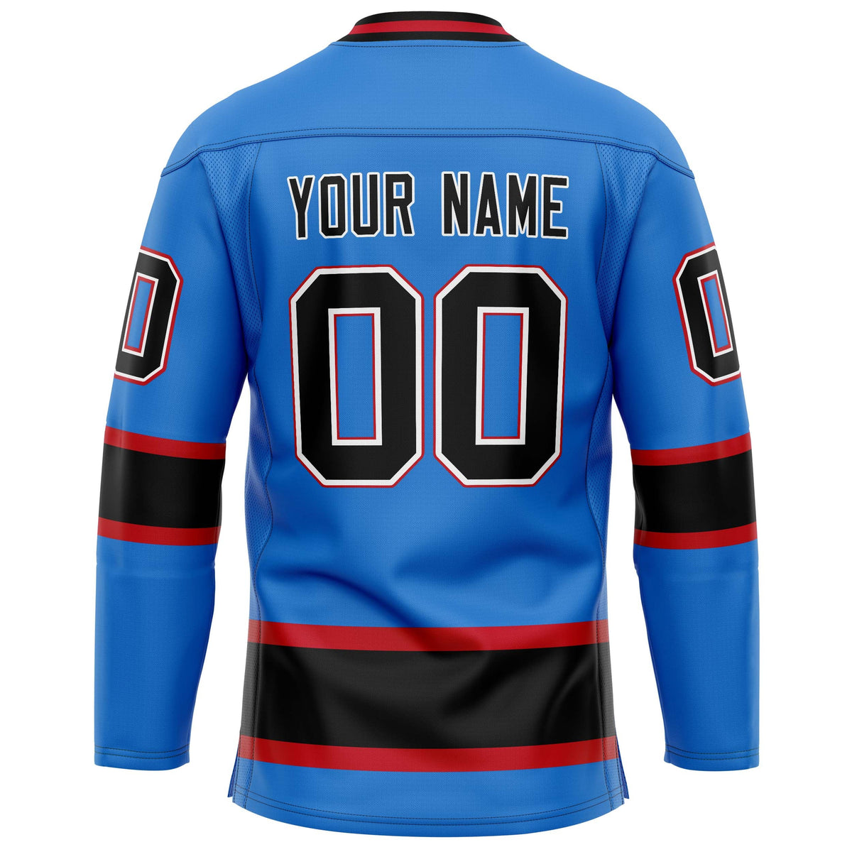 Custom Powder Blue Black Solid Colour Hockey Jersey