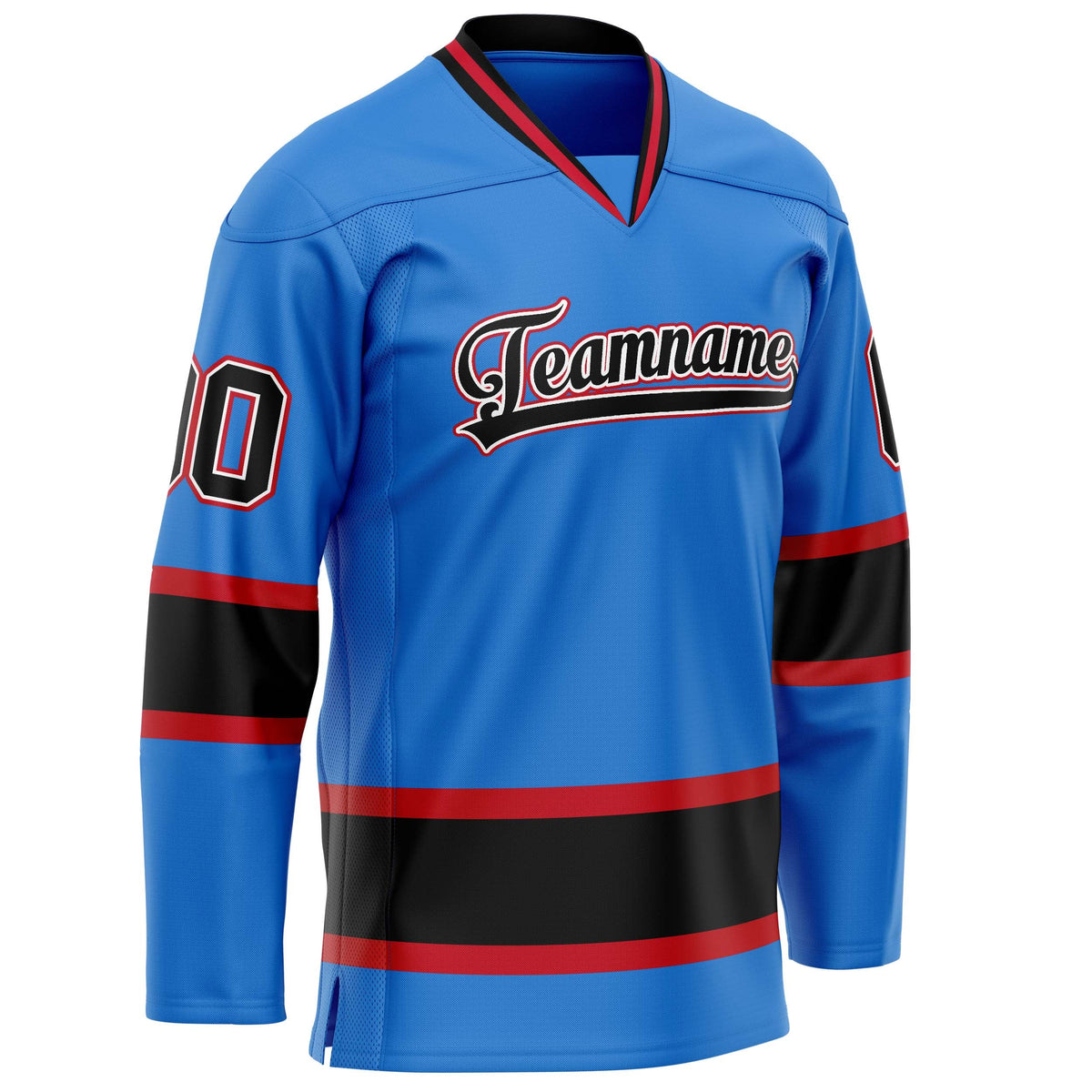 Custom Powder Blue Black Solid Colour Hockey Jersey