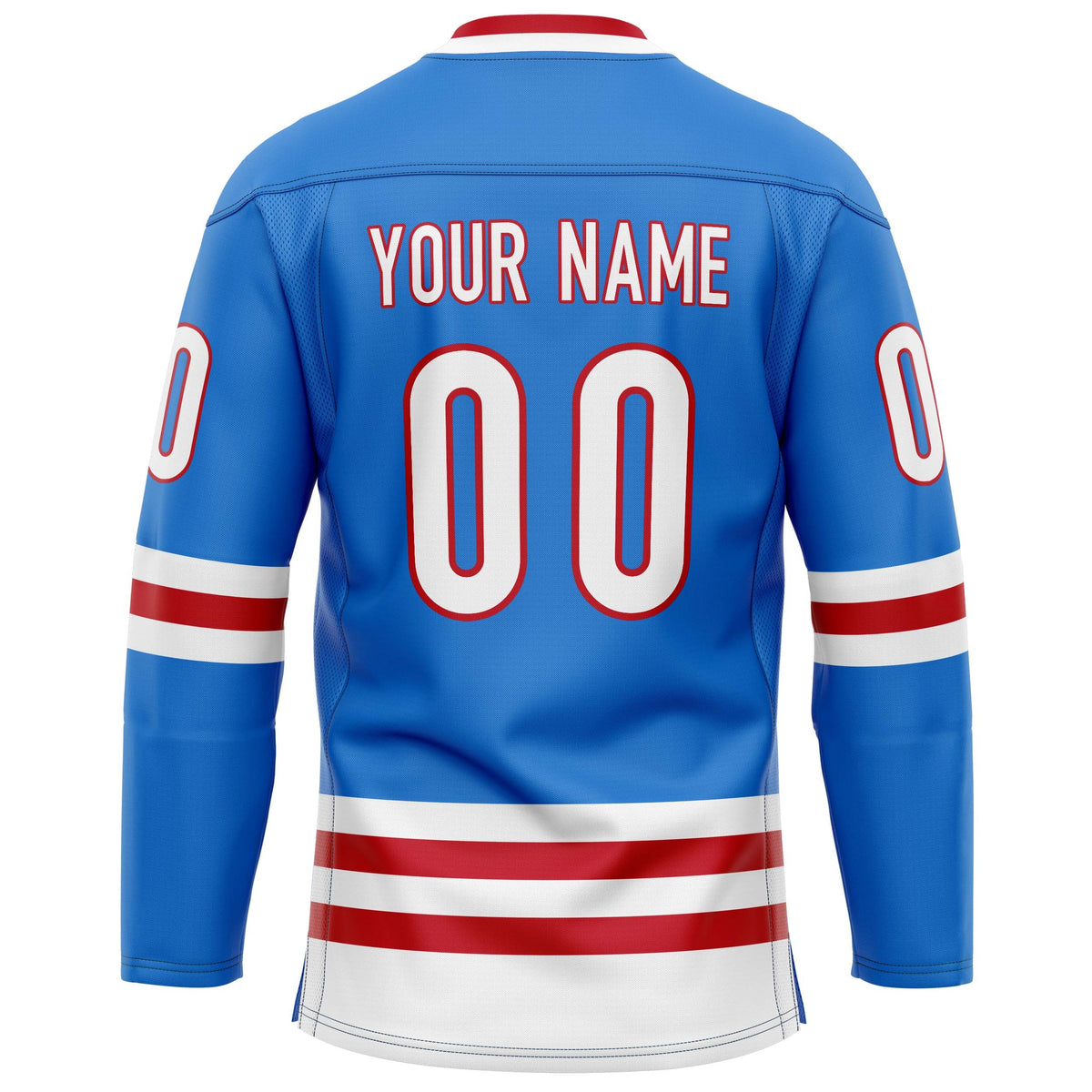 Custom Powder Blue Red Solid Colour Hockey Jersey