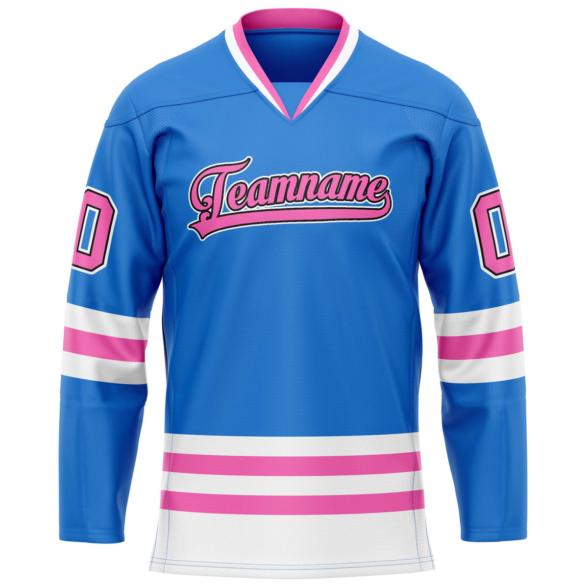 Custom Powder Blue Pink Solid Colour Hockey Jersey