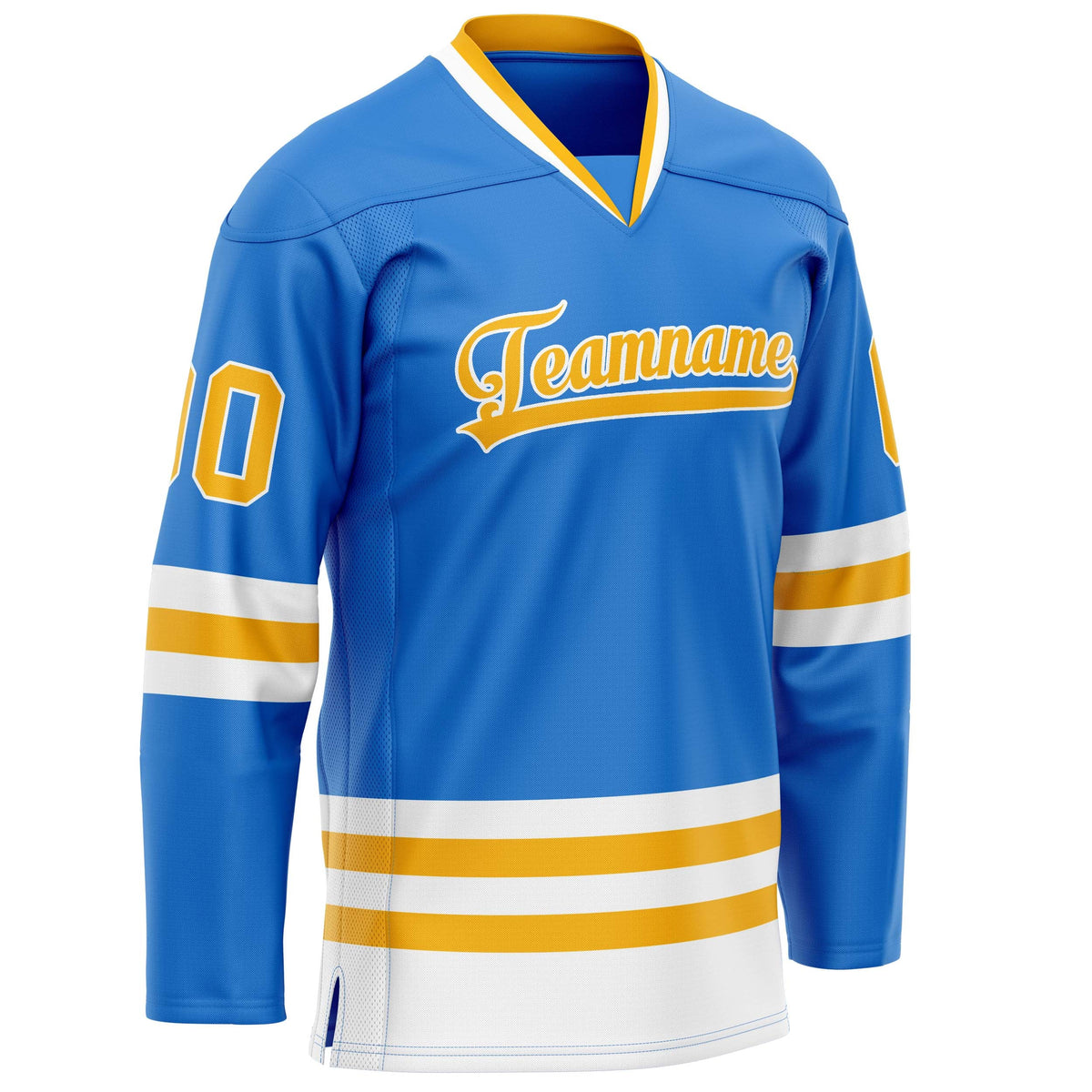 Custom Powder Blue Gold Solid Colour Hockey Jersey