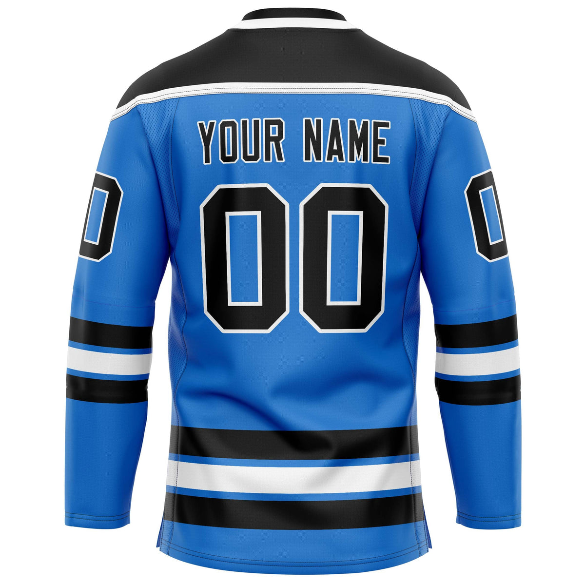 Custom Powder Blue Black Solid Colour Hockey Jersey