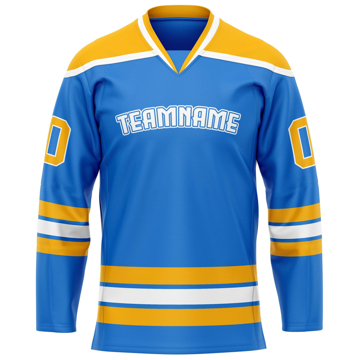 Custom Powder Blue Gold Solid Colour Hockey Jersey