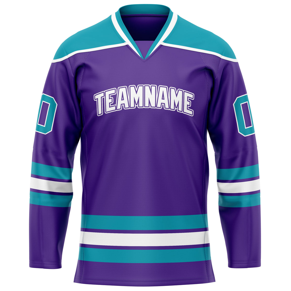 Custom Purple Teal Solid Colour Hockey Jersey