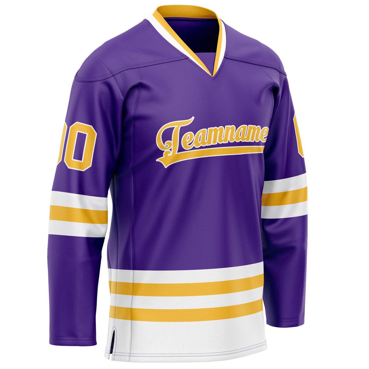 Custom Purple Gold Solid Colour Hockey Jersey