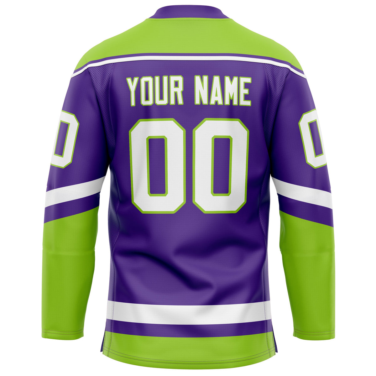 Custom Purple Neon Green Solid Colour Hockey Jersey